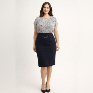 Navy Blue Pencil Skirt Size 16 EUC